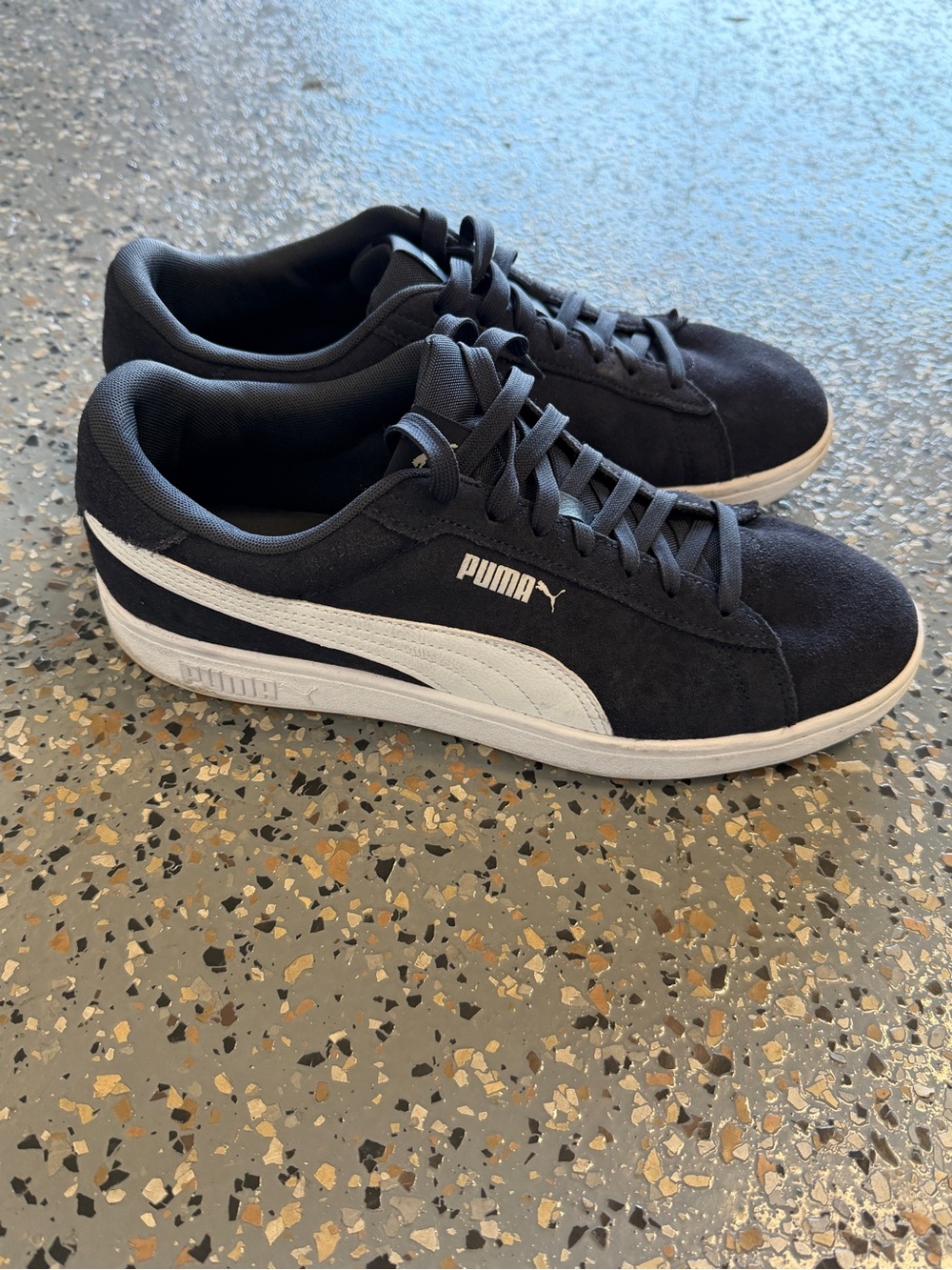 Puma Blue Suede Sneakers with White Formstrip
